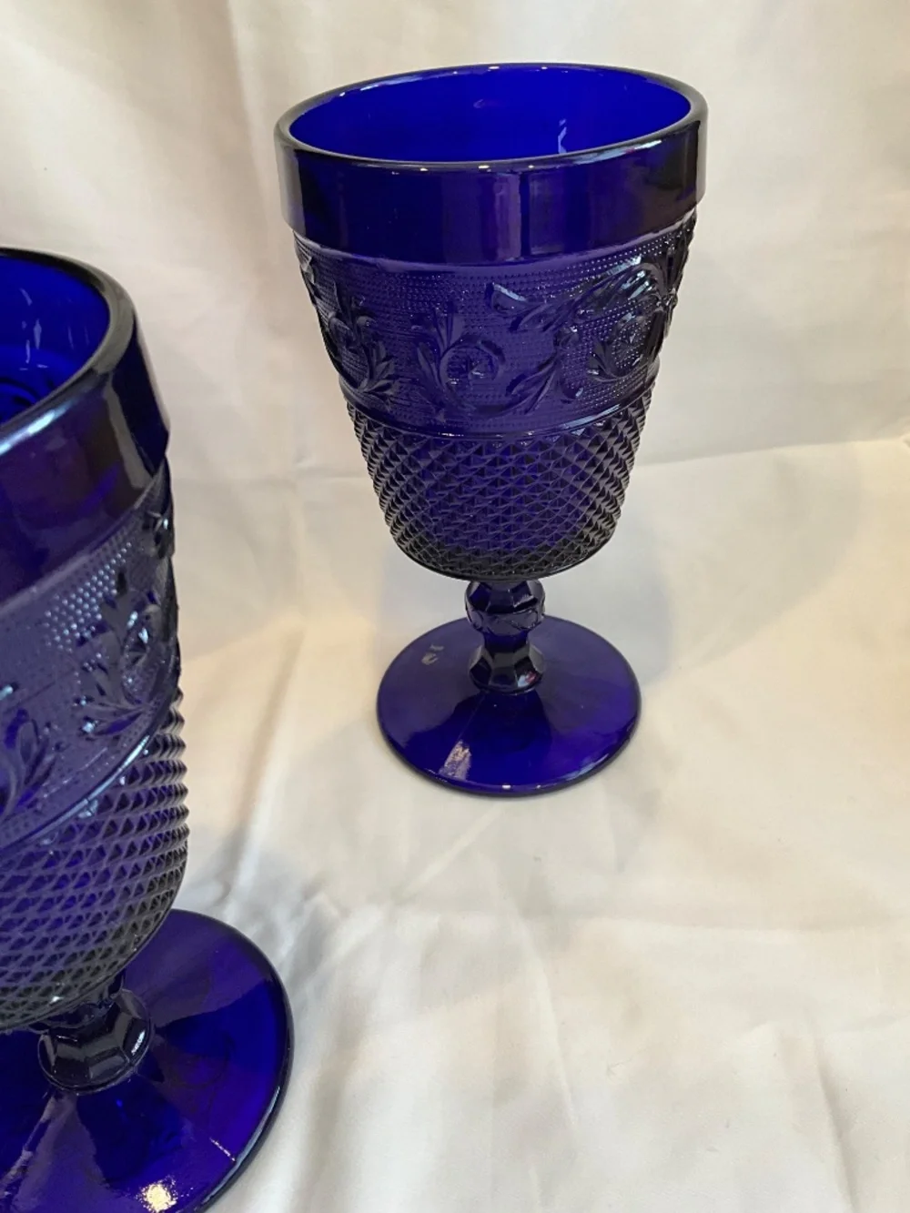 Vintage Imperial‎ Glass Cape Cod Cobalt Blue Water Goblets - Set of 4